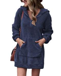 2025 nuovo <span class=keywords><strong>abbigliamento</strong></span> da <span class=keywords><strong>donna</strong></span> autunno e inverno Double-face felpa con cappuccio ampio con cerniera felpa cappotto - Product Image 5