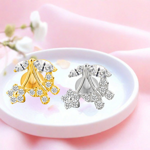 Clous d'oreilles papillon plaqués titane avec incrustation de zircon, alliage de titane F136 pour piercing d'oreille et de lèvre, bijoux de mode unisexe - Product Image 3