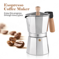 Cafetière Moka italienne Yireen 150 ml en aluminium argenté, style premium, pour bureau, cadeaux d'affaires, portable, 3 tasses, en aluminium