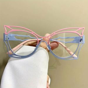 Nouvelles Lunettes Anti-Lumière Bleue pour Femmes 2025, Monture Métallique, Forme Papillon Creuse Colorée - Product Image 3