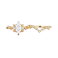 Ensemble de mariage 1ct Forêt Enchantée en argent sterling avec bague en moissanite taille marquise D VVS1, plaqué or 18 carats, bijoux empilables style Boho-Chic