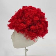 Perruque Drôle Vague Naturelle avec Cheveux Rouges et Blancs Fibre Synthétique Haute Température Résistante à la Chaleur pour Coiffer - Product Image 1