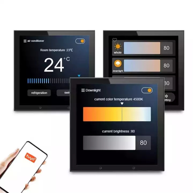 Tuya 4 Inch LCD Touch Screen Smart Switch With Switch Wall Switch Scene Panel