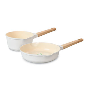 Nouveau design Batterie de cuisine pour hôtel Batterie de cuisine en <span class=keywords><strong>aluminium</strong></span> moulé sous pression avec revêtement antiadhésif blanc Cuisinière à gaz applicable - Product Image 4