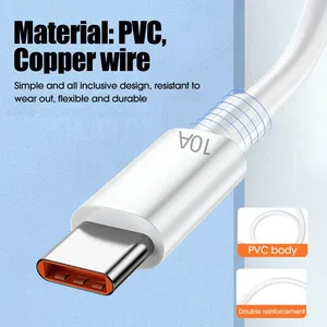 Cable USB tipo C de 120W, Cable de <span class=keywords><strong>carga</strong></span> rápida <span class=keywords><strong>10A</strong></span>, línea USB para teléfono móvil para Huawei 30 Xiaomi <span class=keywords><strong>Redmi</strong></span> Samsung POCO, Cable DE DATOS USB C - Product Image 3