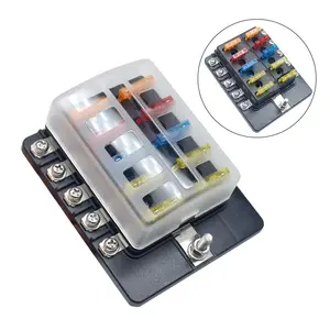 Automobile Waterproof 10 Way LED Indicator Blade Blocks Holders Car Fuse Box