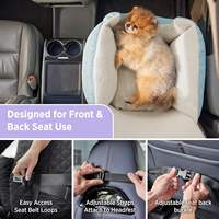 Siège de voiture imperméable pour animaux de compagnie, pour petits chiens et chats, lit surélevé en peluche chaud pour l'hiver avec laisse à clipser, housse amovible et lavable