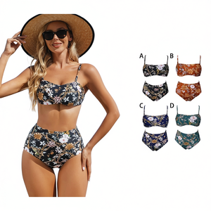 HDJ ชุดว่ายน้ำวันพีซขนาดพลัสควบคุมหน้าท้องพิมพ์ลายดอกไม้เอวสูงชุดว่ายน้ำผู้หญิง 42 44 46 48 - Product Image 1