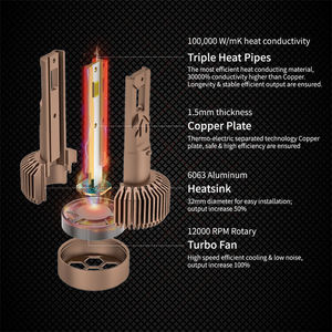 18000lm LED Xenon faro delantero bombilla Globes12V 24V 180 vatios tres tubos de calor accesorios para automóviles H8 H11 - Product Image 6