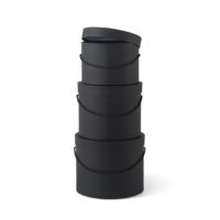 Offre Spéciale – Lot de 3 Boîtes Cadeaux Rondes Noires en Papier Gaufré Recyclable pour Fleuriste, Modèle Cylindre Portable
