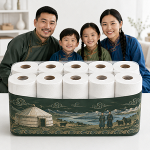 Papier toilette de luxe en vrac, motif nuage paysage de steppe, ger mongol traditionnel, doux, 3 plis - Product Image 1