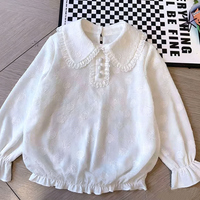 Chemisier blanc pour filles, style preppy, col montant, manches longues, respirant, nouvelle collection printemps 2026, modèle poupée, élégant et charmant, pour étudiantes
