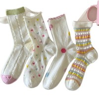 Chaussettes mi-mollet pour femmes, légères, respirantes, à pois et à rayures, pour l'été