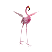 Nouveauté 2027 : Sculpture de flamant rose gonflable en métal, décoration de jardin, artisanat métallique, ornements de jardin, représentant des oiseaux réalistes