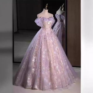 Vestido de noche morado de alta gama para mujer - el vestido de brindis para la princesa fugitiva que está comprometida y la novia - Product Image 2