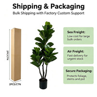 Arbre artificiel Ficus Lyrata de 115 cm, plante artificielle à feuilles de figuier, 3 branches, pour la décoration intérieure de la maison, du bureau ou du salon
