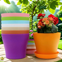 Pots de fleurs en plastique, jardinières pour balcons, pots à plantes succulentes avec plateau, pour jardin, intérieur, bonsaï, multicolores