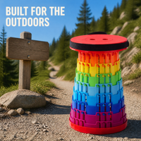 Siège réglable en hauteur arc-en-ciel avec patins antidérapants, couches robustes emboîtables pour la randonnée en montagne, tabouret télescopique