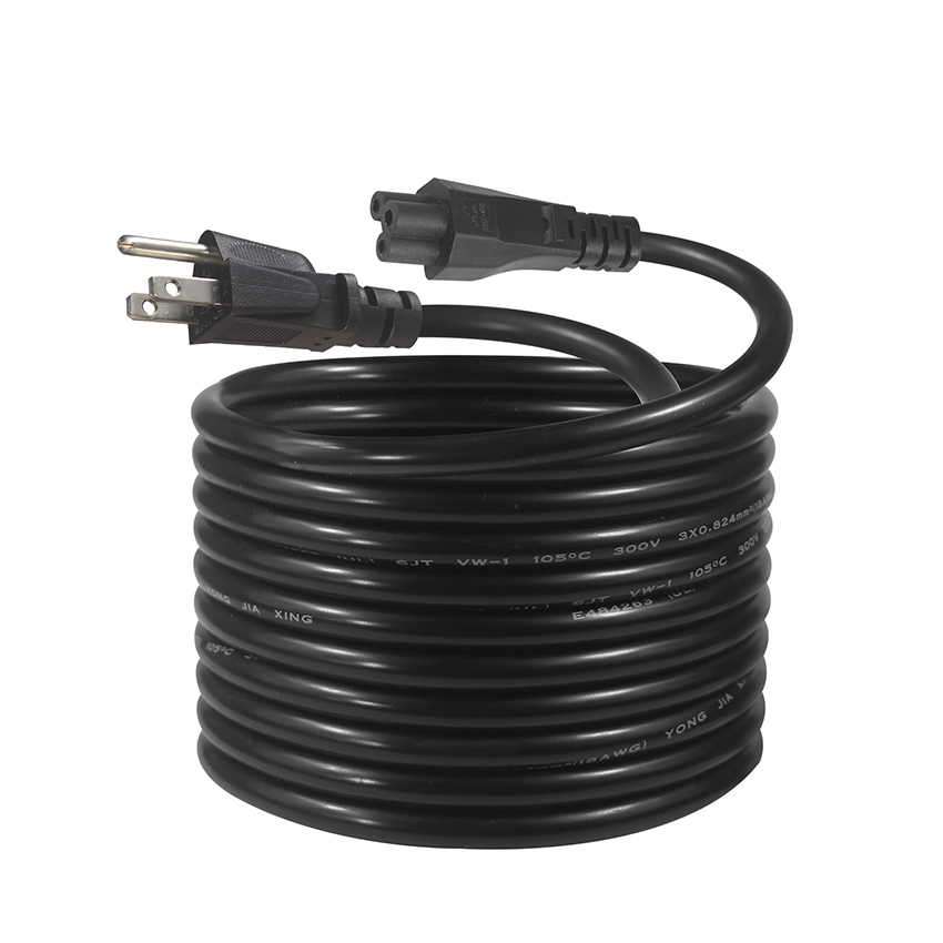 Cavo Alimentazione CEE 7/16 – 16A 250V Connettore C5 A Quadrifoglio, 1.5mt (4.92ft), Universale, Nero