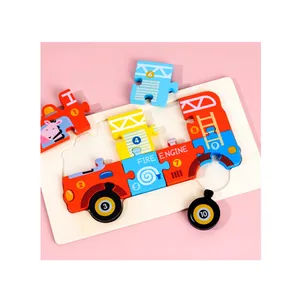 Rompecabezas 3D de madera para niños, juguetes educativos para edades tempranas, con dibujos de animales y tráfico