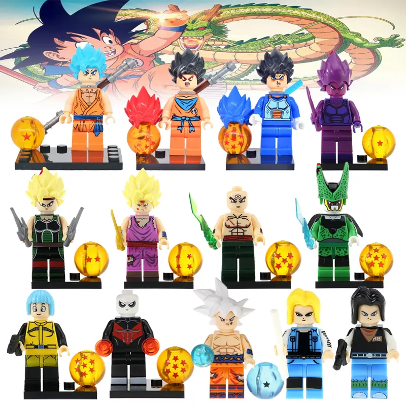 Mini Cartoon Dragon Action Figure Goku King Vegeta Recoom Vegetto Ball Building Block Bricks Kids Toy Gift