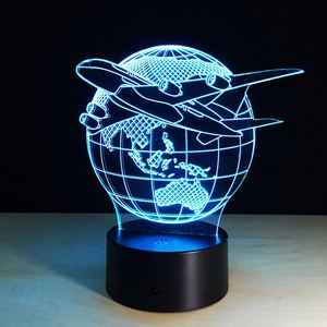 Lampada a LED 3D lampada a colori 3D illusione ottica lampada G131 Fly <span class=keywords><strong>the</strong></span> <span class=keywords><strong>World</strong></span> Earth Globe aeroplano 3D lampada con pulsante a sfioramento G131 - Product Image 6