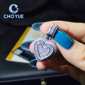 Top Quality 925 <b>Silver</b> Moissanite Pendant Heart Shape Iced Out Hip Hop <b>Charm</b> for Men Women Pass Diamond Tester with GRA - Product Image 3