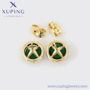 Ewelry-pendientes sencillos de color dorado para parejas, aretes sencillos de 14K, 000712687