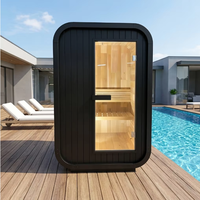Sauna Kayu Solid Premium Red Cedar Ukuran Kecil Persegi untuk 2 Orang, Warna Hitam, Terlaris, untuk Villa, Spa Kesehatan, dan Rekreasi