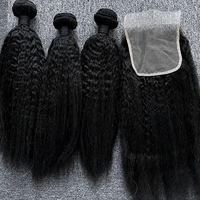Extensions di Capelli Umani Brasiliani Lisci Remy con Chiusura, Fasci Singoli all'Ingrosso