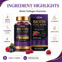 Complément alimentaire en gommes à la biotine et au collagène, bonbons vitaminés pour la beauté des cheveux, de la peau et des ongles, nutrition, vente en gros, en vrac, étiquette privée, OEM