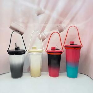 Nouvelle conception – Gourde isotherme en acier inoxydable 650/750 ml avec paille et bouchon magnétique – Bouteille d'eau sport portable – Mug à café pour voiture - Product Image 2