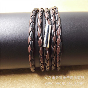 สร้อยข้อมือหนังถักหลายชั้นแบบมีตัวล็อค  แฟชั่นเครื่องประดับสำหรับทุกเพศ  ผลิตจากเมืองอี้หวู่ - Product Image 1
