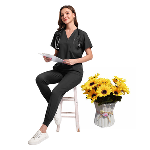 Costume de gommage médical ensemble Joggers SPA boutique uniforme femmes gommages infirmière poche <span class=keywords><strong>garde</strong></span> de sécurité uniformes T-shirt vêtements de travail en gros - Product Image 6