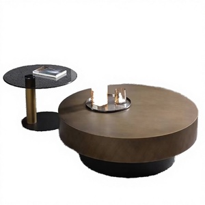 Ensemble de 2 tables basses modernes de luxe, base en métal, meubles d'appartement pour salon - Product Image 3
