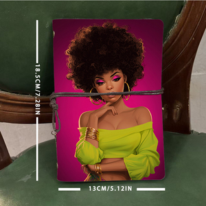 Stile retrò bellissimo taccuino A6 grande come regalo Festival calligrafia nota che prende con la donna Afro Hair Hoop orecchini Br - Product Image 4