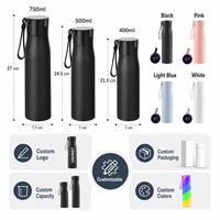 Bouteille d'eau intelligente auto-nettoyante UV en acier inoxydable 316 de 16 oz, en gros, avec application pour voyage, bureau, sports de plein air, portable