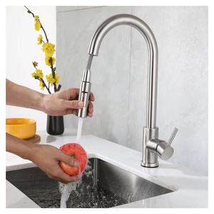 Rubinetto da <span class=keywords><strong>Cucina</strong></span> Moderno Classico Monocomando in Acciaio Inox 304 Montato su Piano con <span class=keywords><strong>Doccetta</strong></span> Estraibile Acqua Calda/Fredda Estensibile - Product Image 1