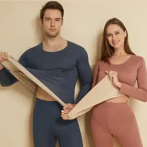 Conjunto de pijama con forro polar para hombre y mujer, ropa interior cálida con clima frío, trajes térmicos, Calzoncillos largos, ropa interior térmica