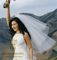 Queens Gown Haute Qualité Ivoire et Rouge Court Voiles De Mariée Accessoires De Robe De Mariée