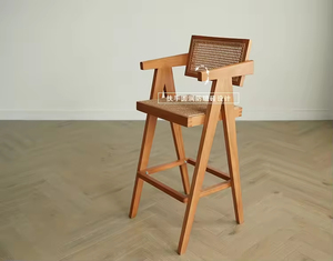 Chaise de bar en rotin indonésien en chêne massif, support en <span class=keywords><strong>teck</strong></span> ciré blanc, personnalisation possible BC-023 - Product Image 6