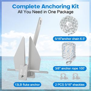 Kit de ancla galvanizada FUCNEN con cadena, cuerda y grilletes para pontones, botes de pesca y embarcaciones de pesca de lubina - Product Image 3