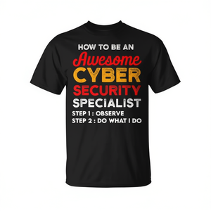 T-shirt Cybersecurity Specialist nera a maniche corte in cotone unisex con scollo rotondo, regalo promozionale per IT analisti - Product Image 2
