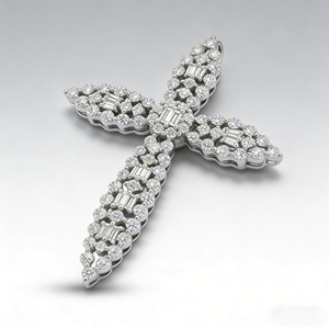 CUSTOM SILVER 10K/14K/18K GOLD PLATED LAB GROWN CVD DIAMOND CLASSIC ENGAGEMENT GIFT SWEATER <b>CHAIN</b> NECKLACE <b>CROSS</b> PENDANT - Product Image 2