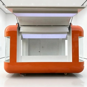 รถขายอาหารเคลื่อนที่แบบโมเดิร์น งานโลหะสั่งทำพิเศษ สีส้ม กระจกพาโนรามา ตู้ขายอาหารเคลื่อนที่เชิงพาณิชย์ รถเข็นขายขนมและกาแฟ - Product Image 3