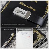 Carnet à Combinaison en Cuir PU, Journal Secret à 3 Chiffres, Format A5, Logo Personnalisé, Fournisseurs en Gros, Agenda Personnel Verrouillable