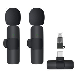 <span class=keywords><strong>Microphone</strong></span> Lavalier à revers sans fil Plug-Play pour iPhone USB-C téléphones Android collier Clip micro avec 2 microphones 1 adaptateur - Product Image 1