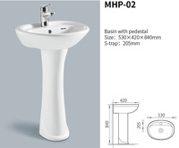 Fabrication de cuvette sur pied complète Lavabo à main Salle de bain Hôtel Cuvette ronde en céramique la moins chère