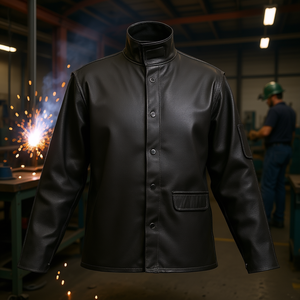 Giacca da Saldatura in Pelle Bovina Resistente alle Fiamme, Taglia M, Nera, Protezione dal Calore 800°C, Vestibilità Regolare - Product Image 2
