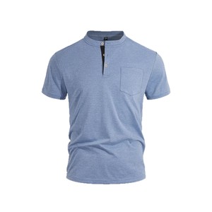 Men's <b>Henley</b> Polo Shirt <b>Short</b> <b>Sleeve</b> Pocket Knitted Casual Uniform Tee - Product Image 6